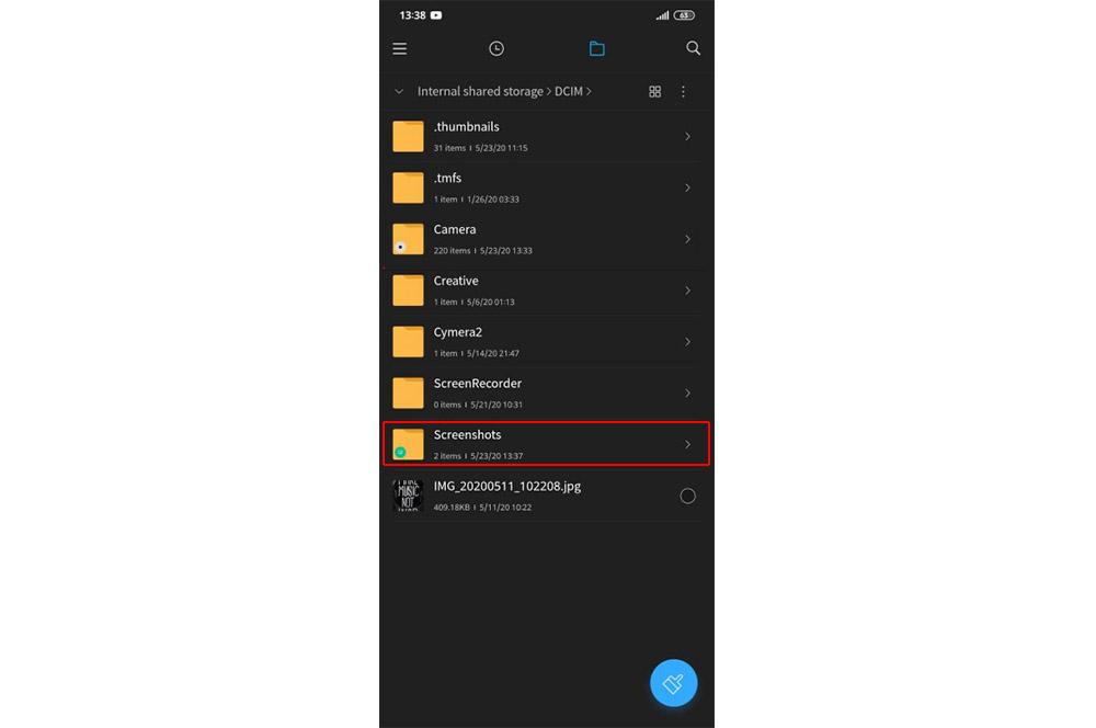 DCIM Xiaomi capturas de pantalla