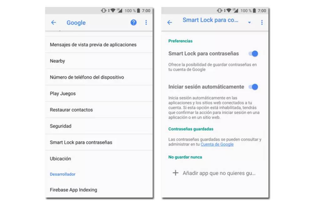 sincronizar claves Smart Lock för Android