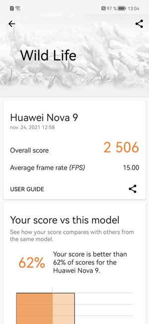 Resultado en 3D Mark con el Huawei nova 9