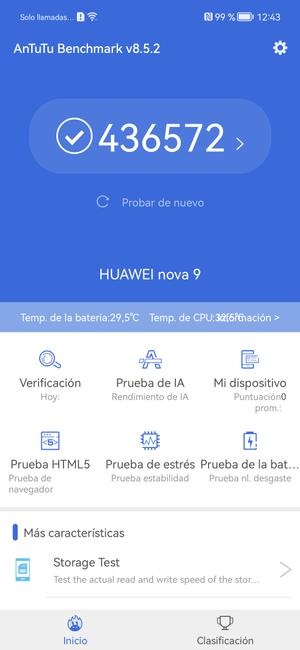 Resultado en Antutu con el Huawei nova 9