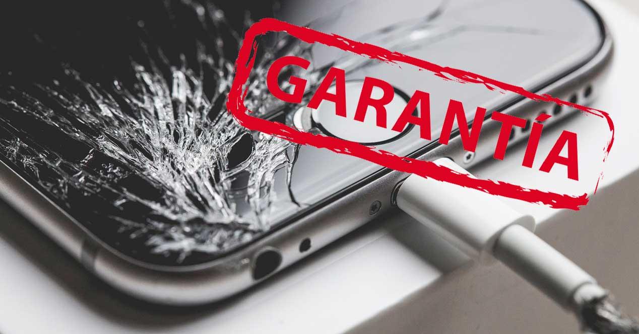 iPhone roto con sello de garantía
