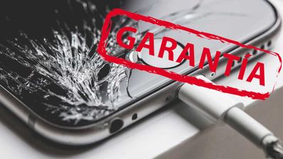 iPhone roto con sello de garantía