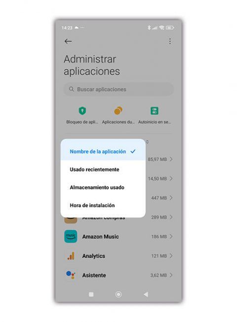 ordenar apps