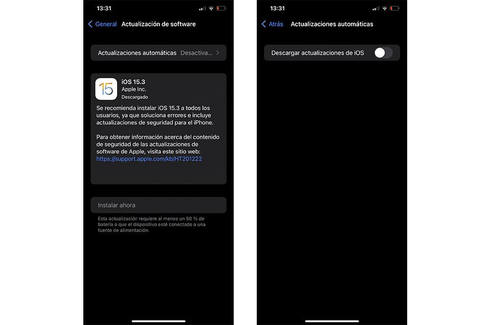 Descarga automática de iOS en iPhone