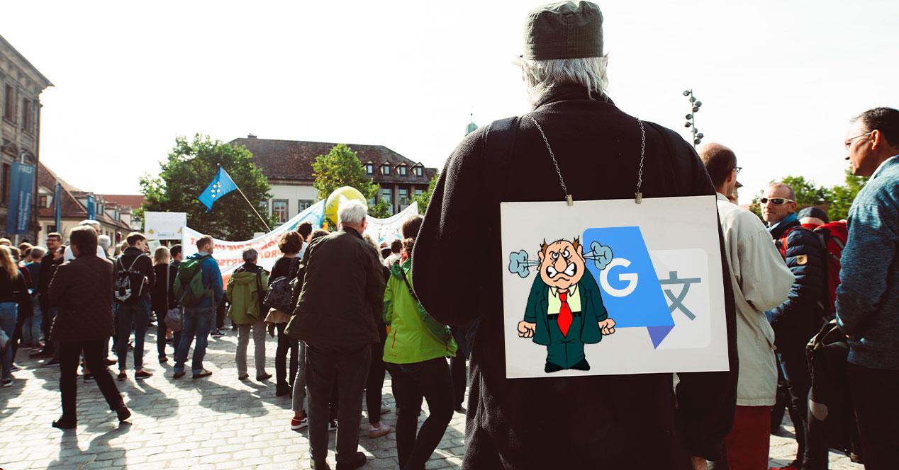 protestas enfado traductor google