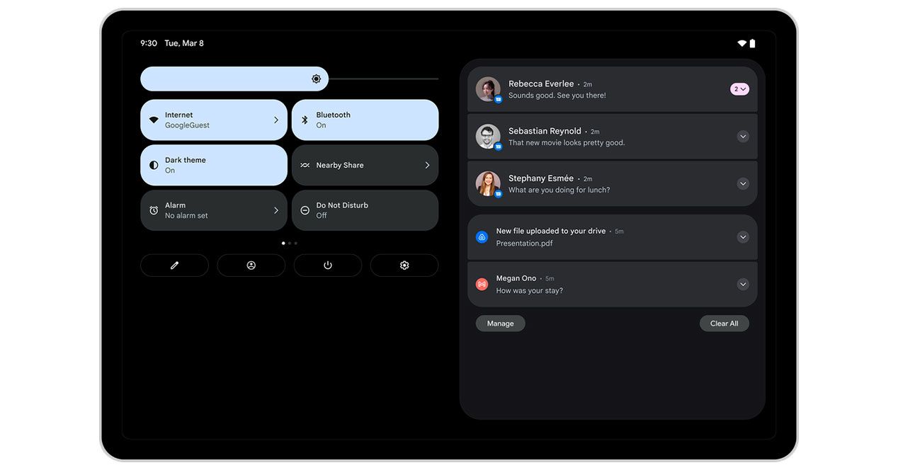 android 12L notificaciones