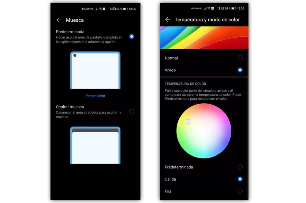 Color y temperatura pantalla Huawei P40 Pro+