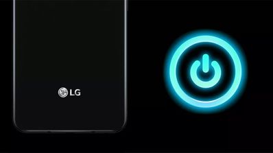 móvil LG y botón de encendido