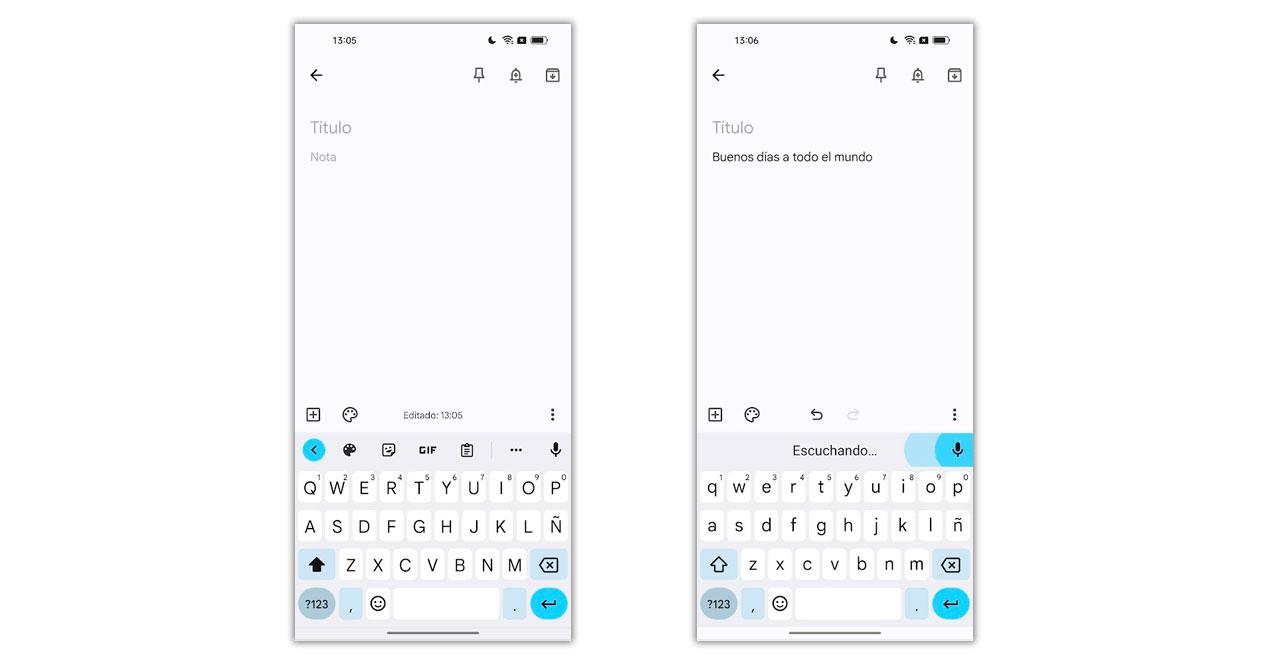 dictar texto teclado android