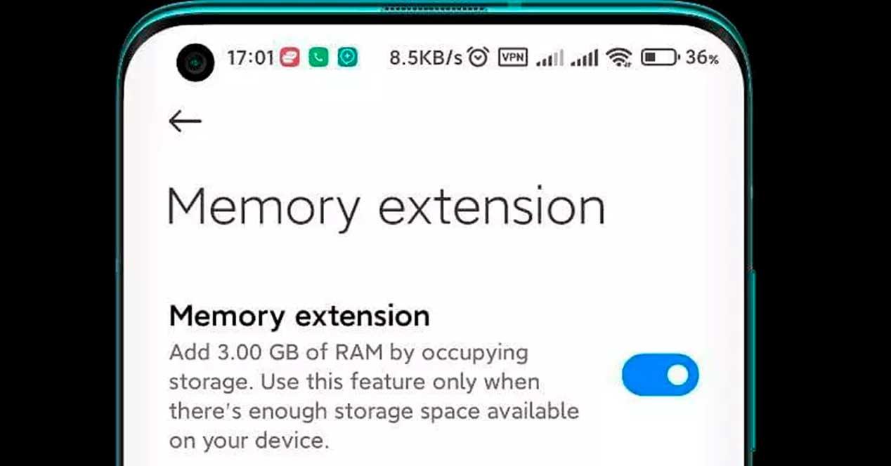 Memoria RAM virtual MIUI Xiaomi