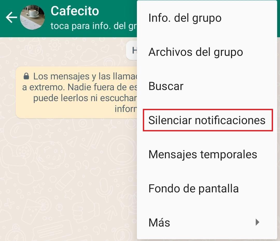 silenciar notificaciones grupo whatsapp