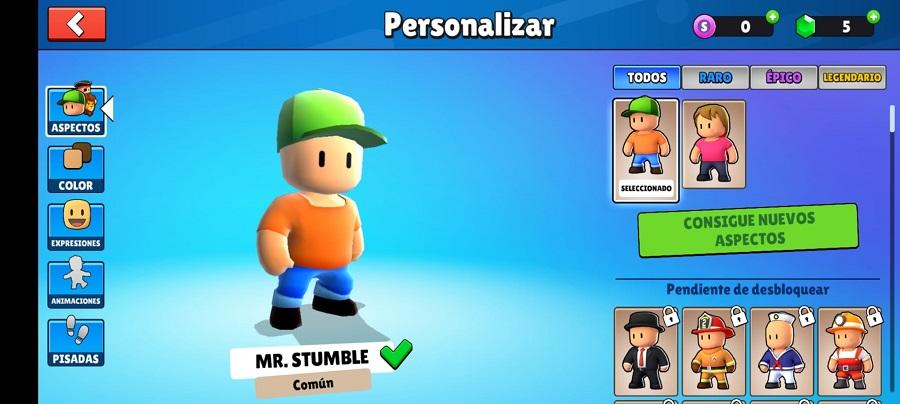 personalizar personaje stumble guys