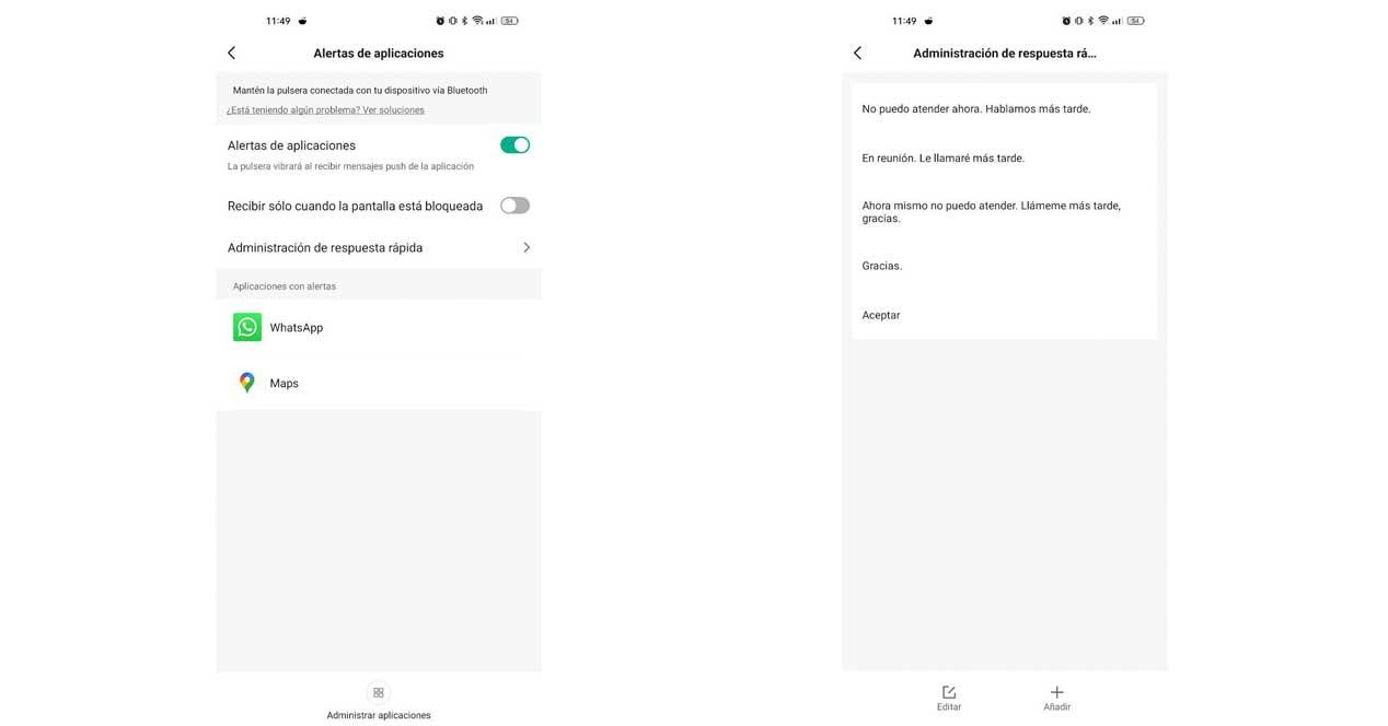 Personalizar respuestas Xiaomi Smart Band 7