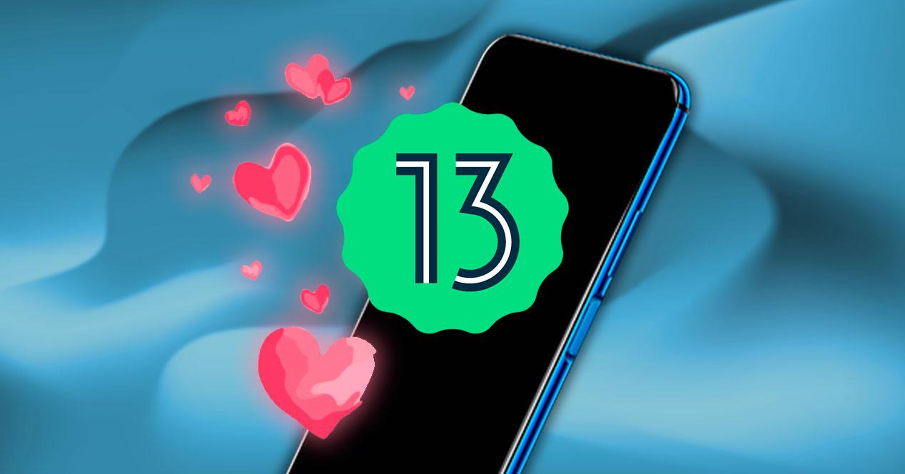 android 13 móvil corazones
