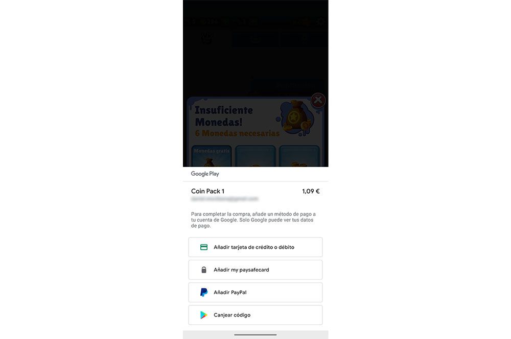 Métodos de pago dentro de apps en Android