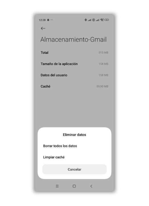 borrar cache gmail