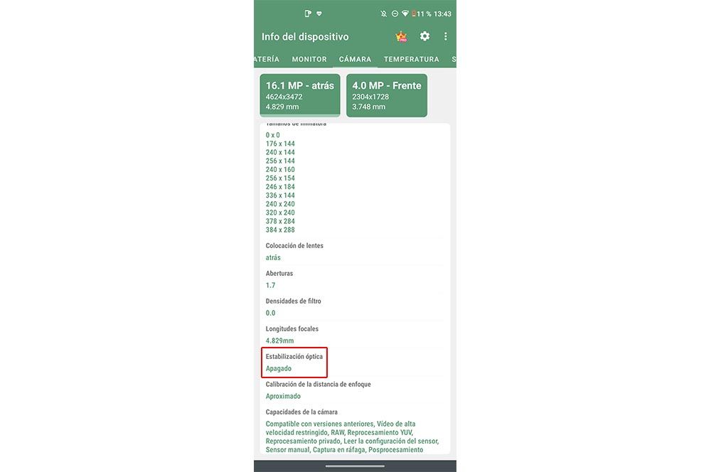 App Información del dispositivo