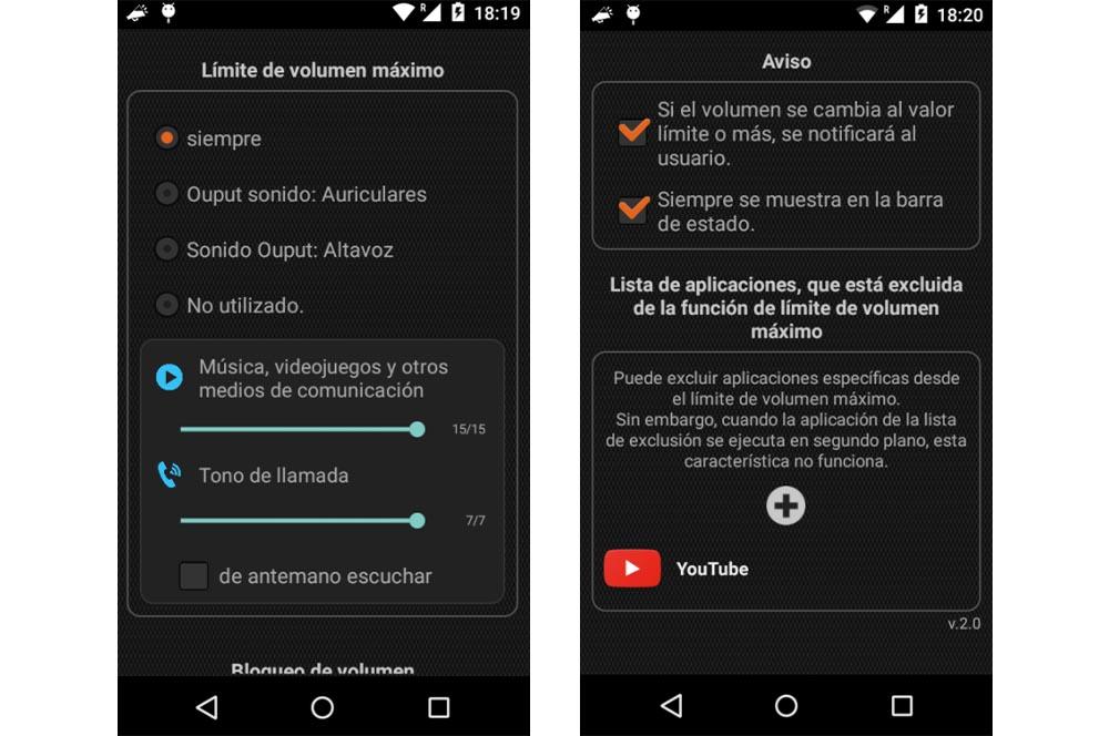 App-begrenser sonido Android