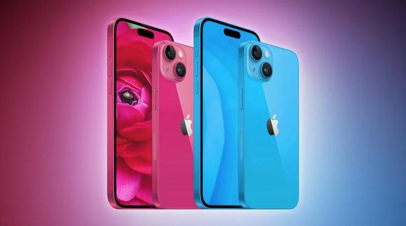 iphone 15 rosa y azul