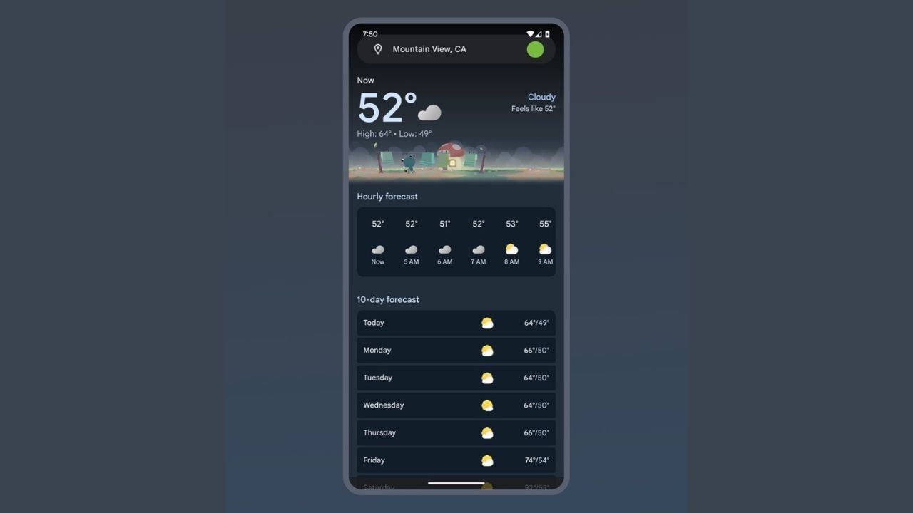 nuevo diseño app del tiempo de google