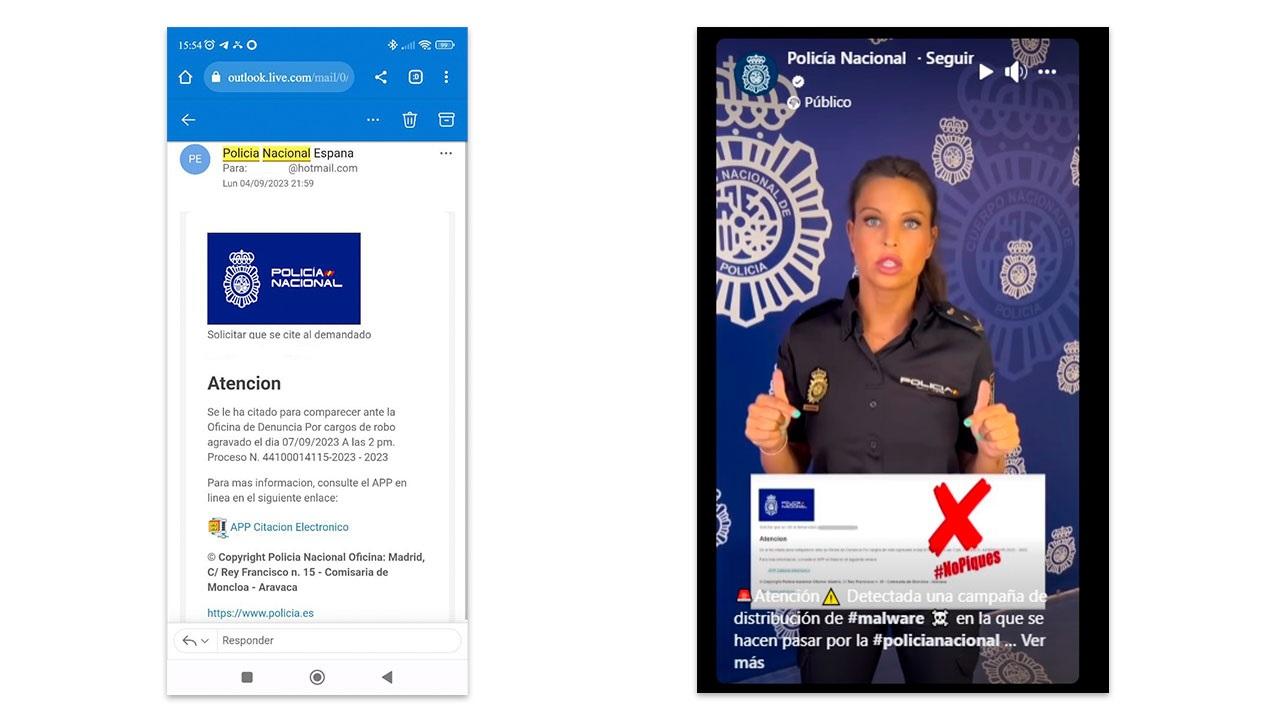 citación virus policia nacional app