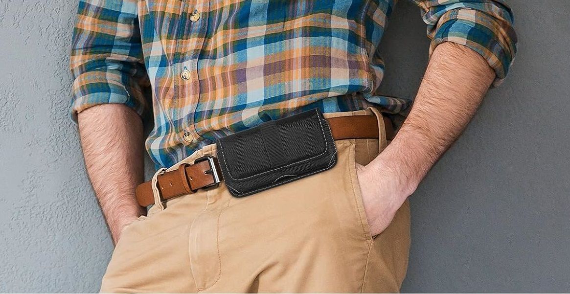 funda para llevar movil pantalon colgado