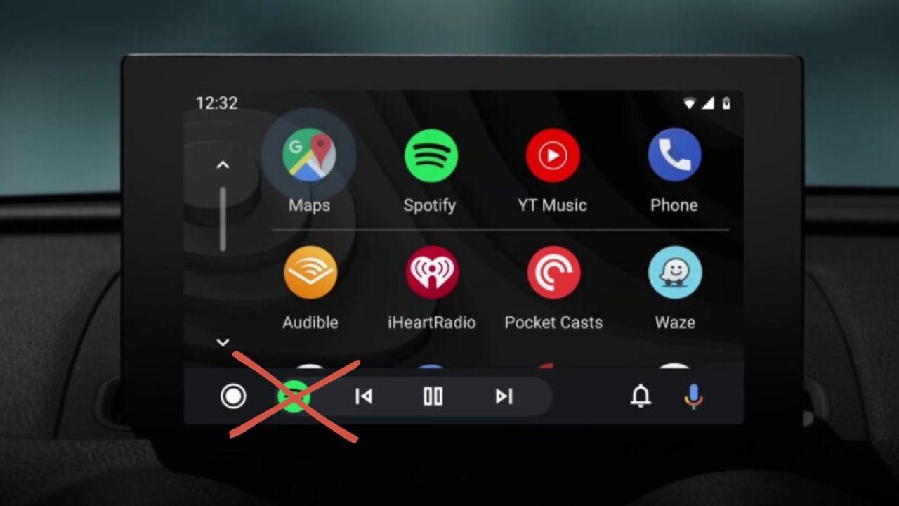 pantalla Android auto Spotify tachado