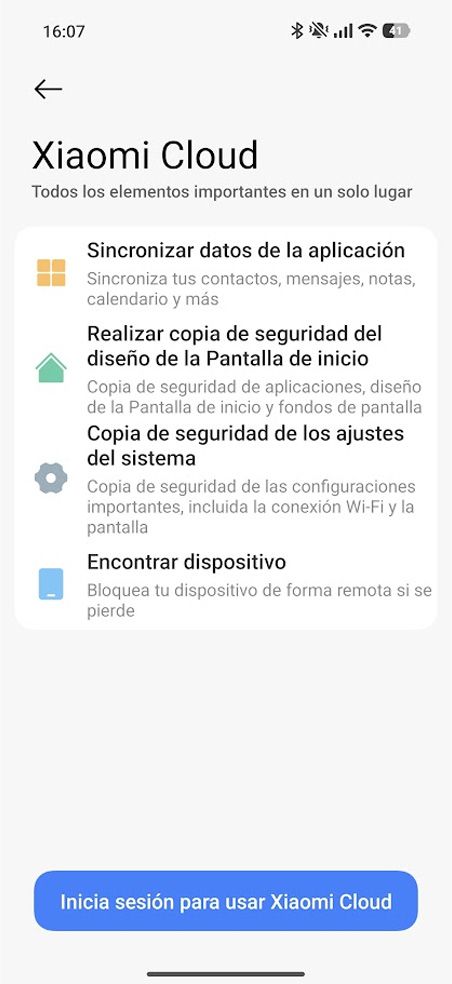 Xiaomi Cloud en un smartphone Xiaomi