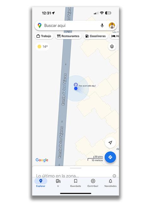 guardar aparcamiento Google maps