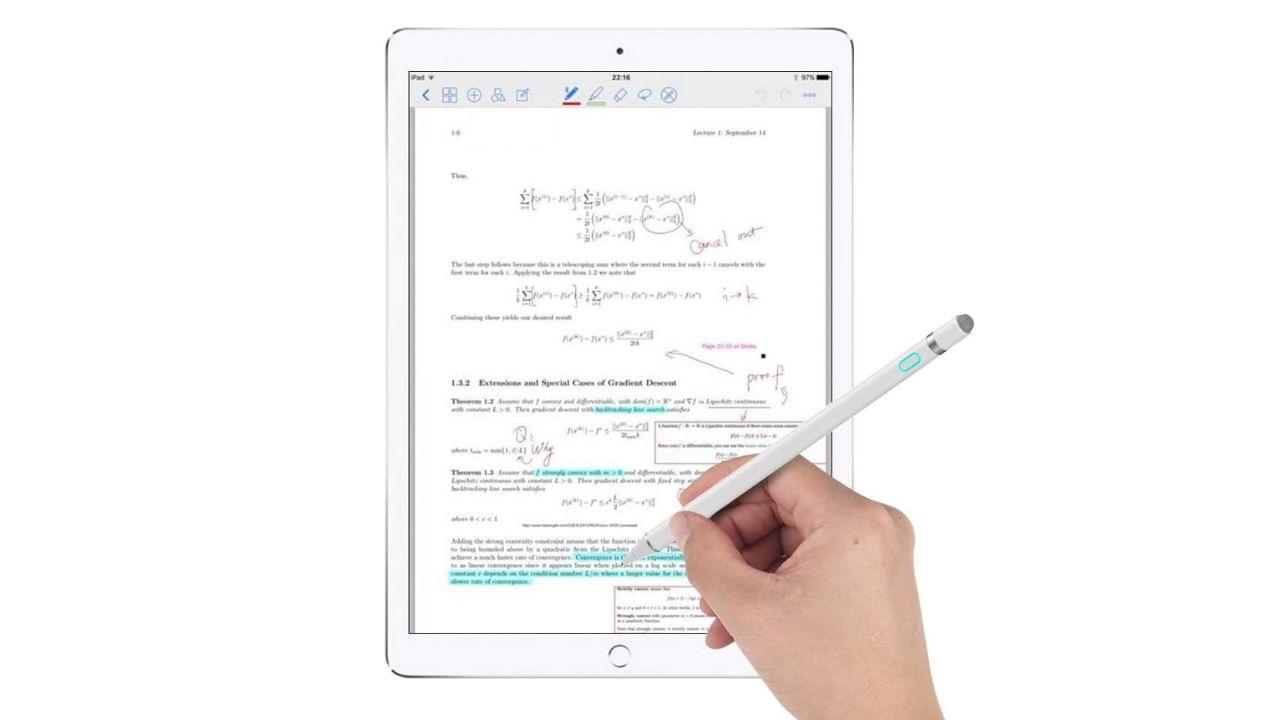 lápiz táctil con la Tablet matemáticas
