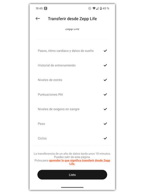 listo transferencia mi fitness datos