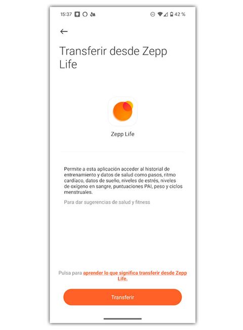 transferir datos xiaomi band mi fitness zepp life