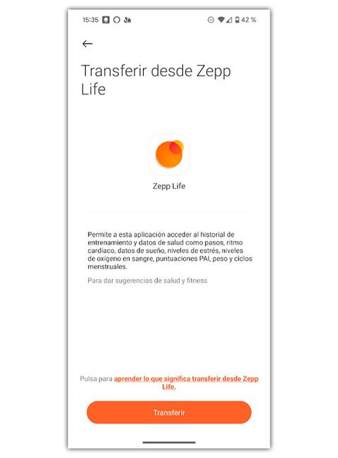 transferir datos xiaomi band mi fitness zepp life