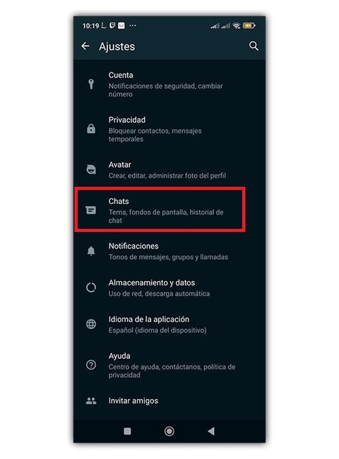 ajustes whatsapp