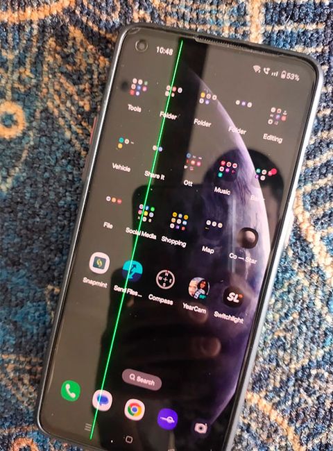 línea verde pantalla móviles oneplus