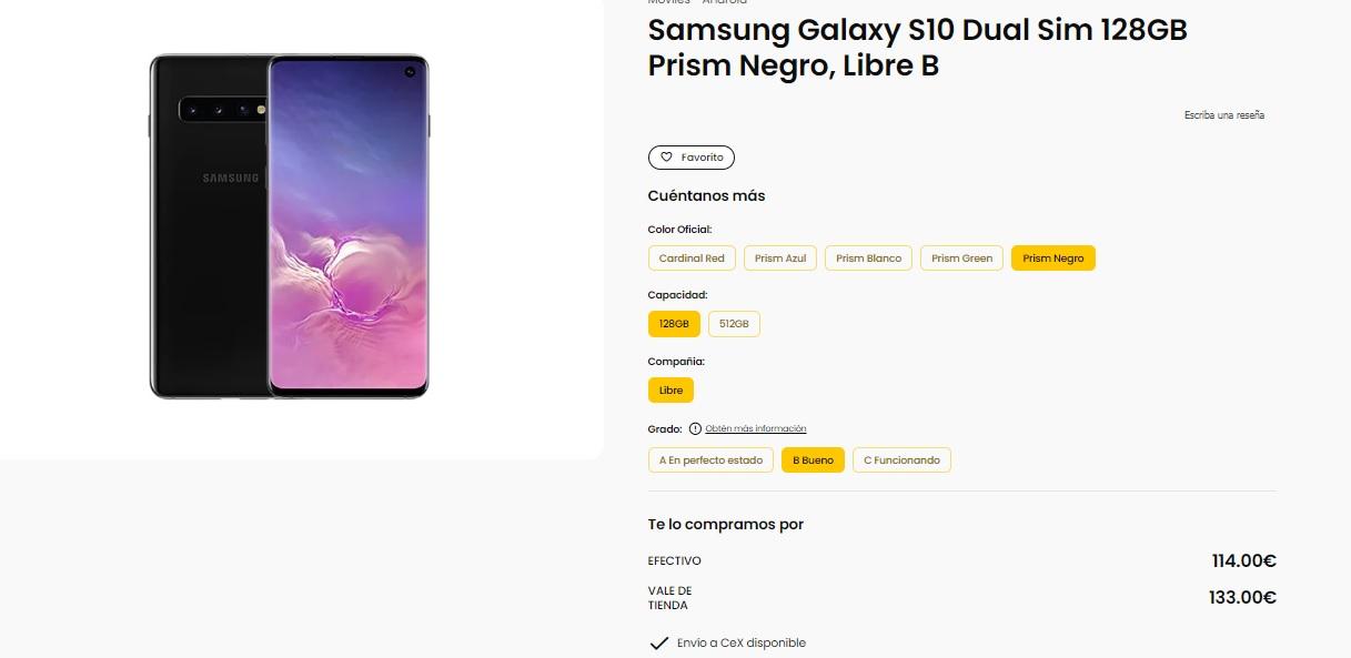 precio vender Samsung Galaxy s10