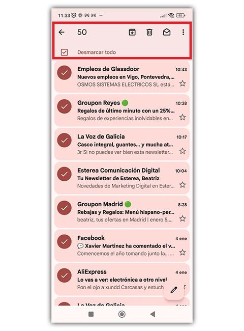 seleccionar todo Gmail