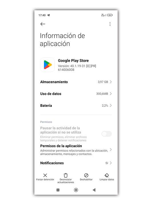 Google play store actualizar cache