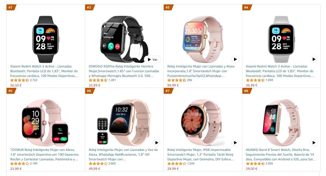 smartwatches mas vendidos