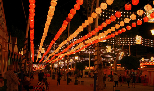 Feria de abril de Sevilla de noche