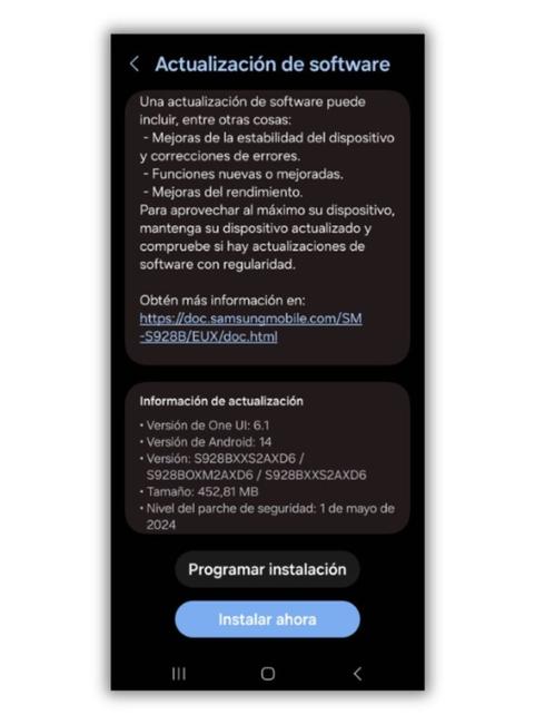 Actualización de seguridad Samsung Galaxy mayo