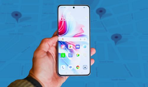 Destacada Fondo google maps con movil en mano