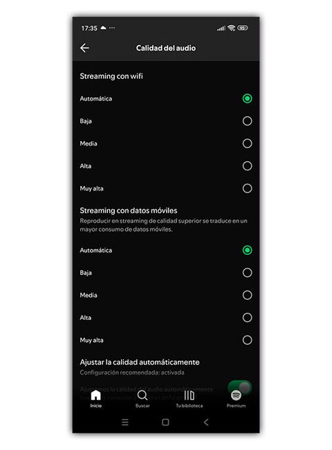 calidad audio Spotify