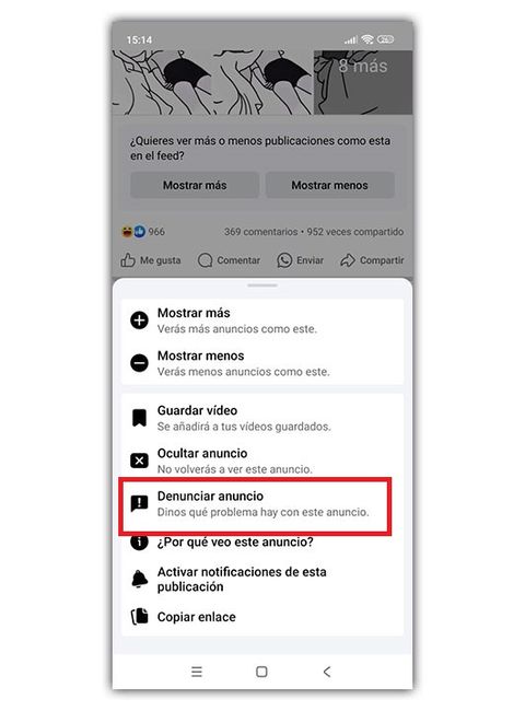 denunciar anuncio facebook