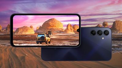 samsung galaxy a15 en paisaje coche pantalla