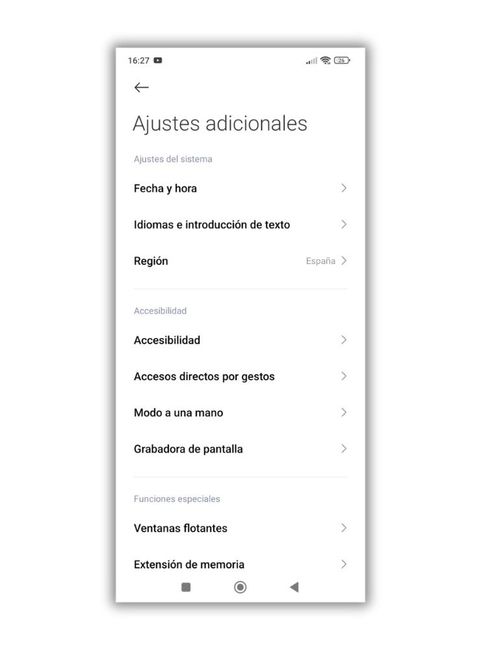 Ajustes adicionales móvil Xiaomi HyperOS