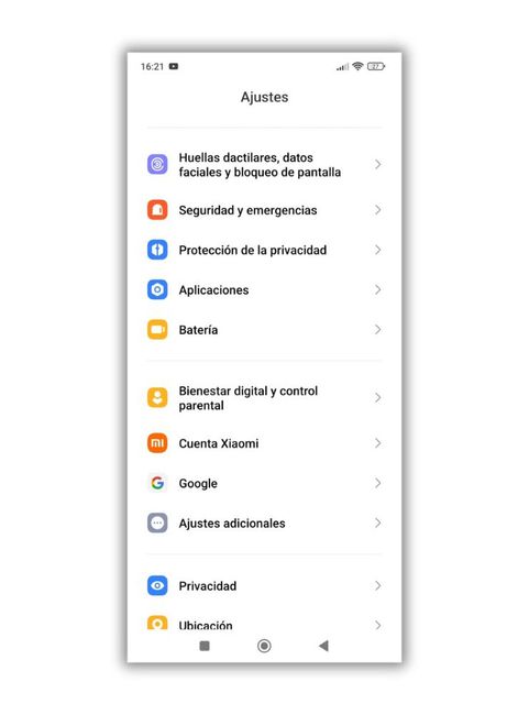 Ajustes teléfono Xiaomi HyperOS principal