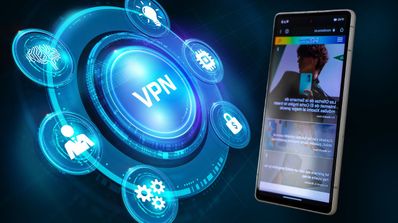 Destacada VPN símbolo acompañado de móvil