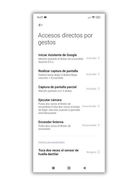 Menú Acceso director por gestos HyperOS