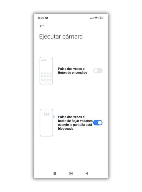 Menú ejecutar cámara Xiaomi HyperOS volumen